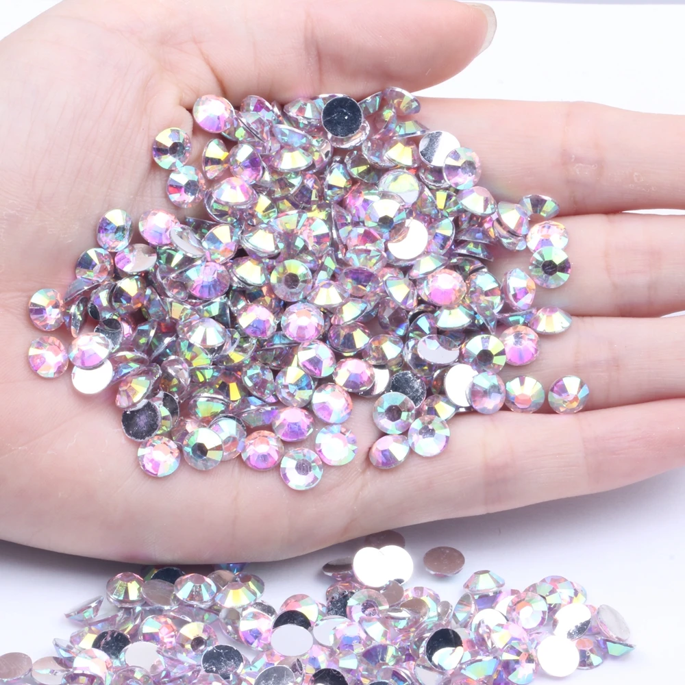 

New Resin Rhinestones Light Pink AB 2mm-6mm Flatback Non Hotfix For Nails Art Decoration DIY 3D Jewelry Making