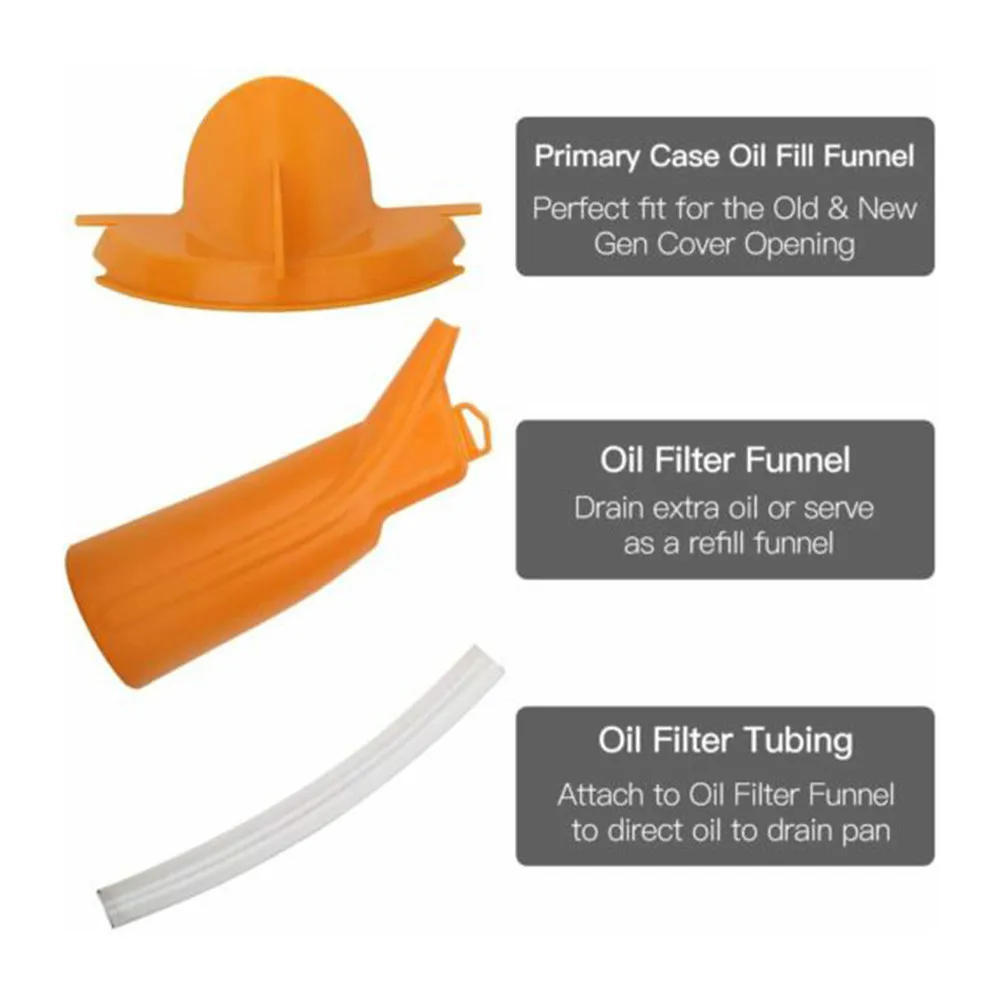 

Set Crankcase Fill Funnel Kit Drip-Free Oil Funnel For Harley Touring Dyna Free Oil Fill Funnel Orange Durable
