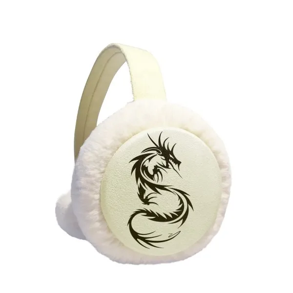 

Dragon Animal Art Grain Silhouette Winter Earmuffs Ear Warmers Faux Fur Foldable Plush Outdoor Gift