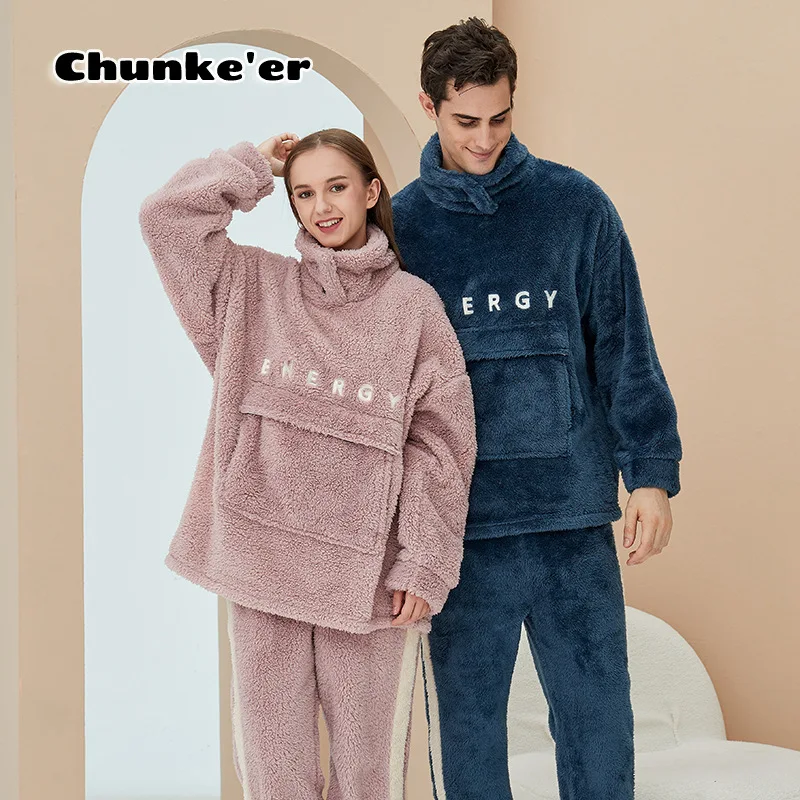 

Coral velvet pajamas female autumn and winter lovely Plush pajamas flannel home clothes warm suit