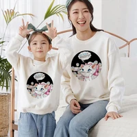 disney aristocats printing family look hot selling white parent child sweatshirts tops pullover dropship fashion outdoor comfort