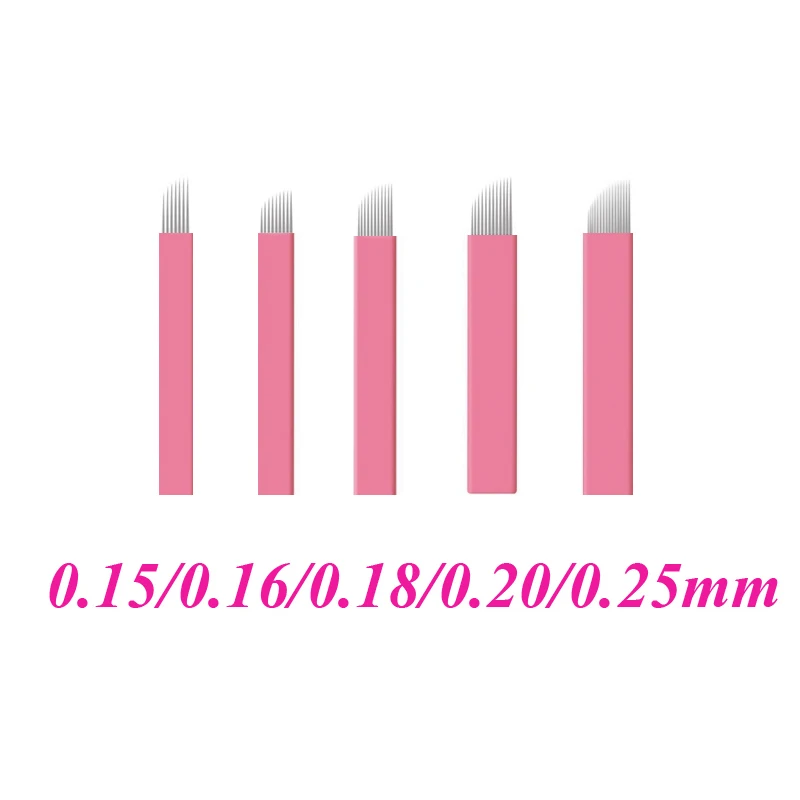 

0,15/0,16/0,18/0,20/0,25 мм F7/9/11/12/14/16/18/21 и U-образные иглы разного размера для татуажа бровей, микроблейдинга, наноиглы