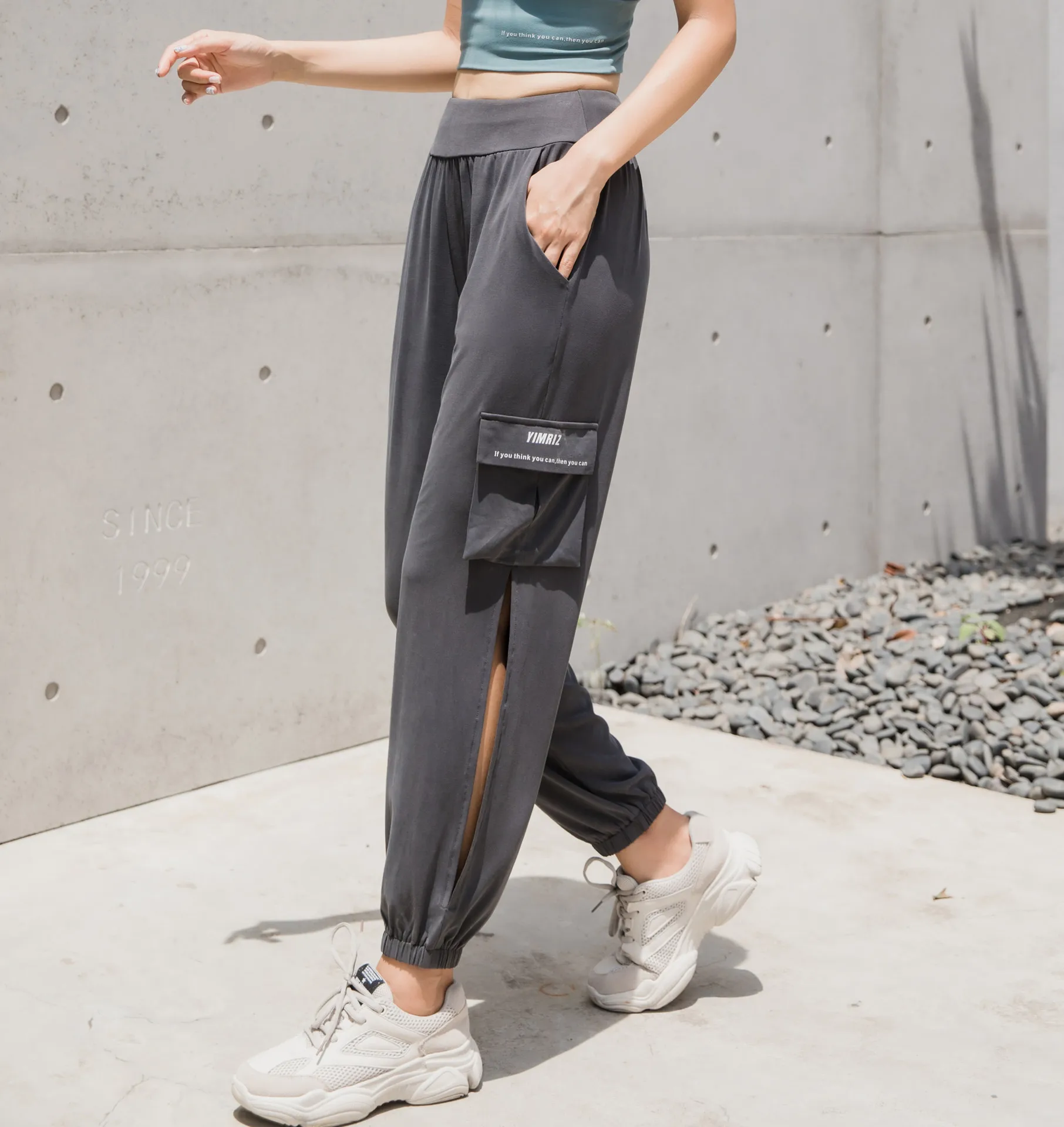 Фитнес Для женщин Спортивные штаны из кусков с рисунком Высокая Талия на резинке