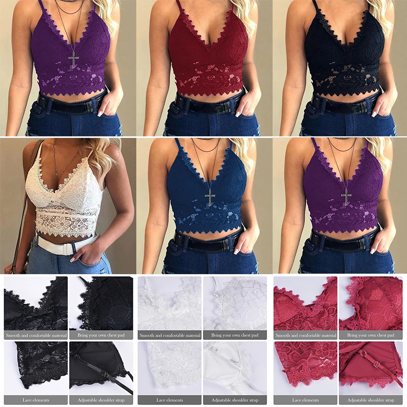 

2021 Lingerie Women Sexy Bralette Women Plus Size Vest Crop Wireless Bras Lingerie Sexy V-Neck Bras Women's Top Vest Plus Size