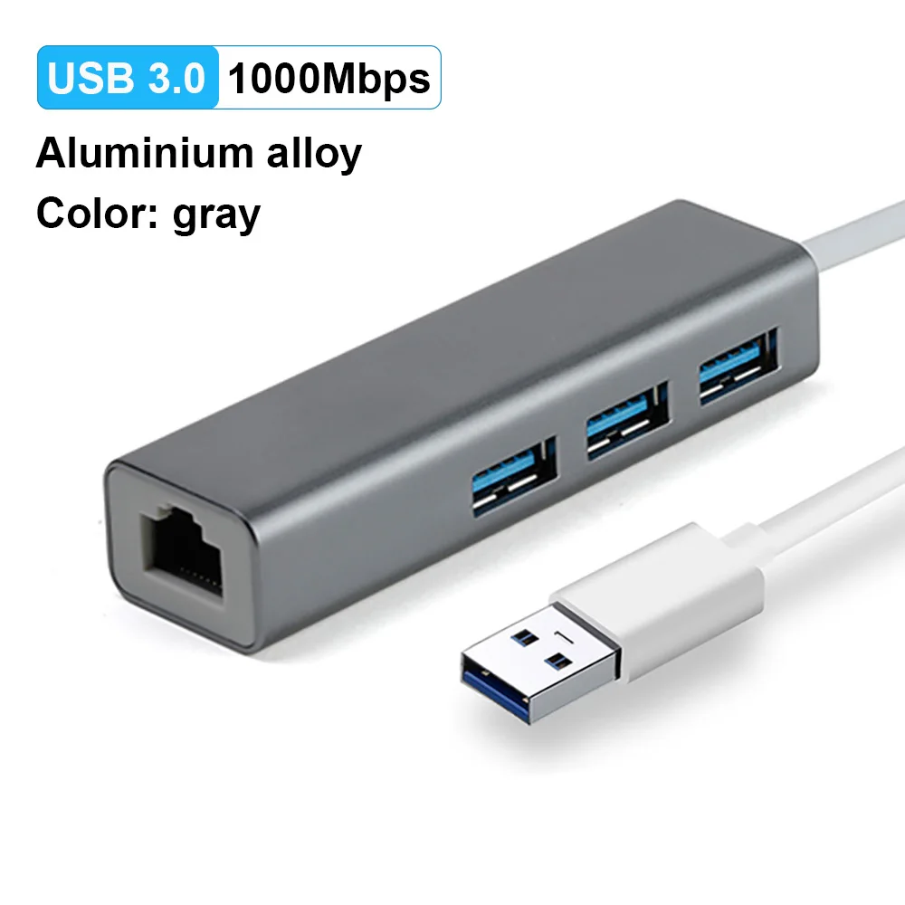 OFCCOM USB Ethernet USB 3,0 2,0 к RJ45 концентратор 10/100/1000 м Ethernet адаптер Сетевая карта USB Lan для Macbook Windows - Цвет: USB3.0 1000M Gray