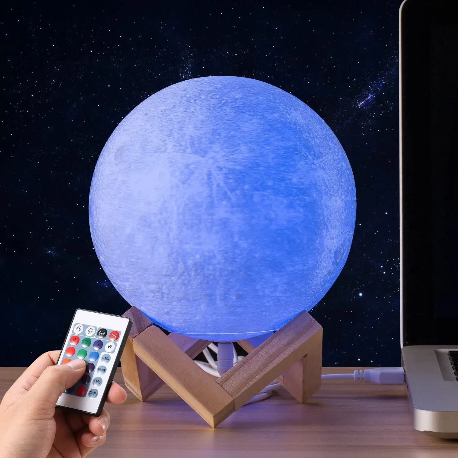

3D Dimmable Moon Lamp 16 Colors Change Remote Touch LED Moon Light 3D Print Night Light for Kids Lover Birthday Christmas Gifts