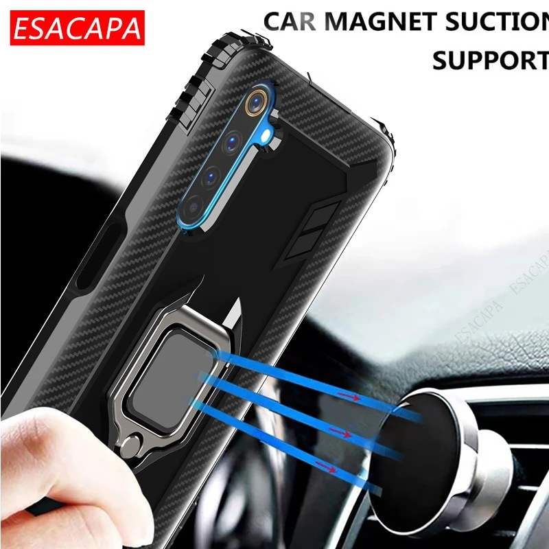 shockproof carbon fiber soft phone case for oppo realme 7 pro 5i 6i tpu ring stand holder case for realme x3 superzoom x2 pro xt free global shipping