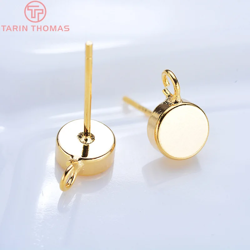 Круглые серьги-гвоздики из латуни с крючками золотого цвета 24 К 6 Х9 мм 10 шт. |