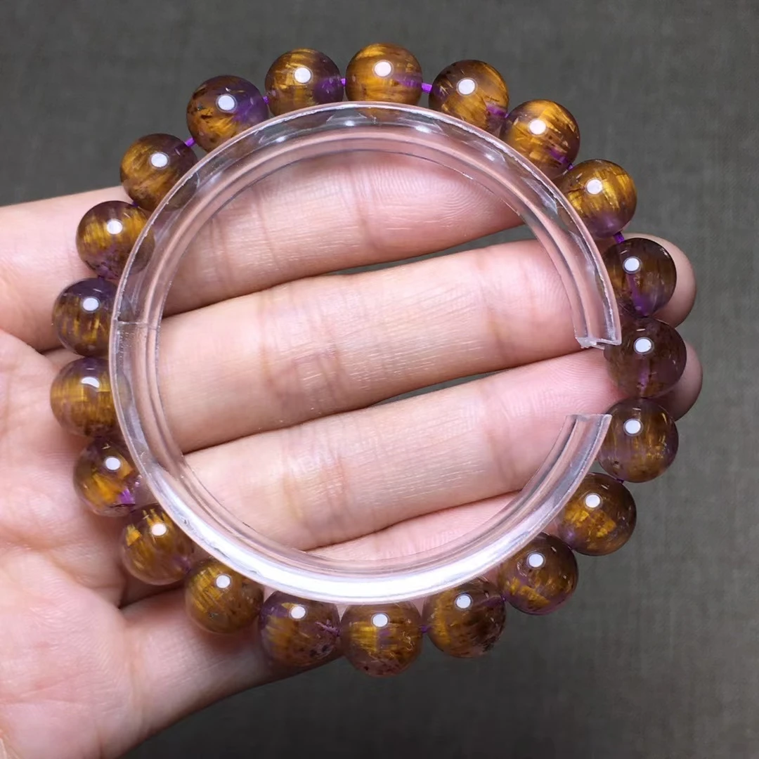 

Естественного фиолетового цвета какоксен рутиловый кварц браслет для мужчин и женщин 9 мм хрустальные прозрачные круглые бусины из натурал...