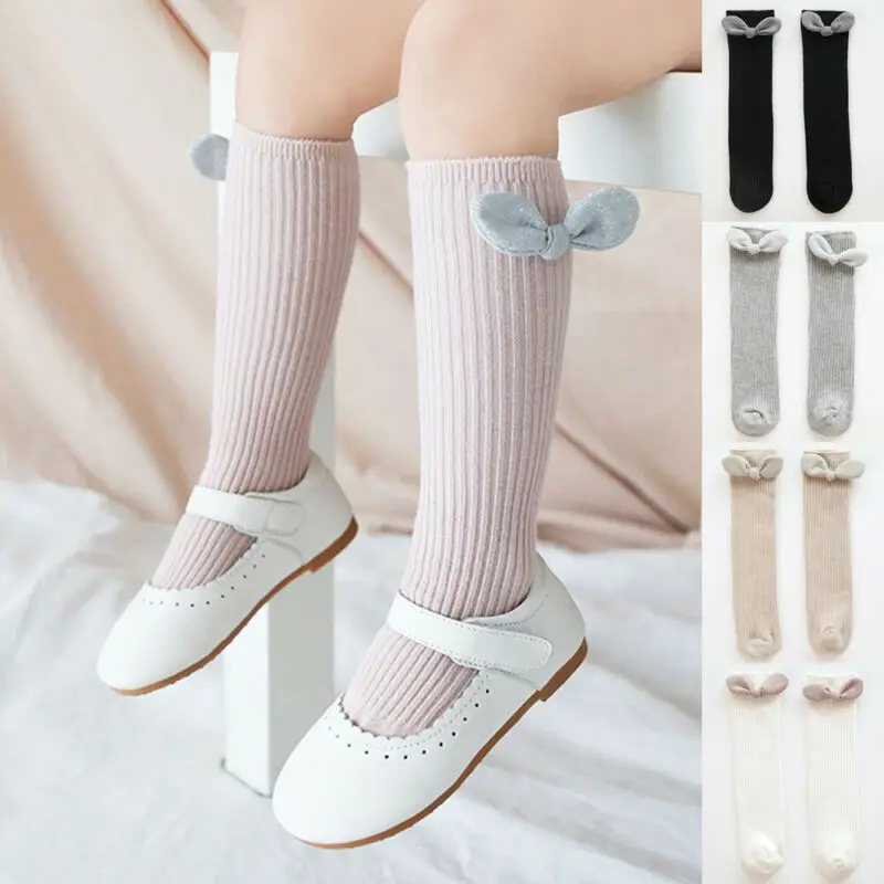 Emmababy новые детские носки для малышей девочек с большим бантом до колена длинные