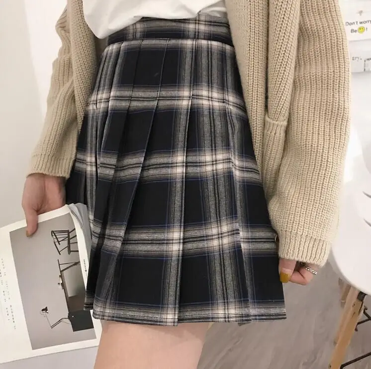 Женские шорты в клетку повседневные черные или желтые плиссированные готическом