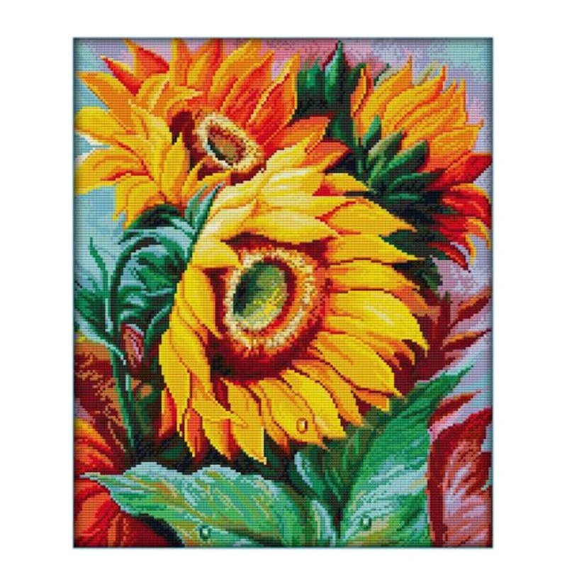 

Наборы для вышивки крестиком 14CT, напечатанная ткань для вышивки, наборы для вышивки, простые узоры для подсолнуха