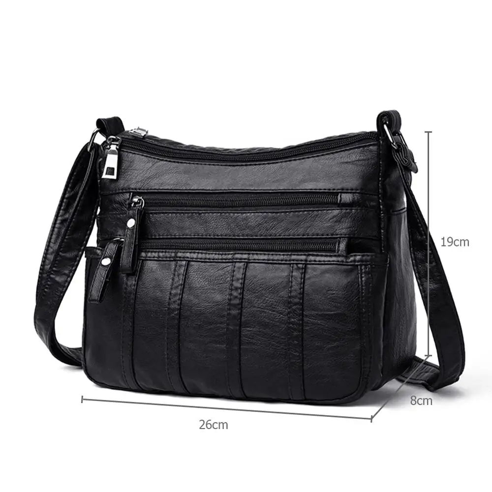 

Fashion Women Crossbody Bag Black Soft Washed Leather Shoulder Bag Patchwork Messenger Bag Small Flap Bags Bolsas Feminina 2021