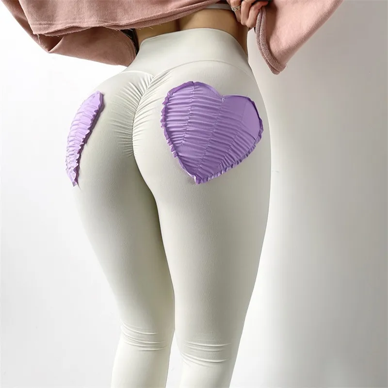 Love nude yoga pants running fitness hip-lifting women's yoga leggings high waist stretch sports fitness leggings sweatpants