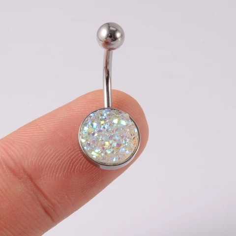 Кольцо для пирсинга пупка, из хирургической стали, с кристаллами, 14 г, 1 шт., 361L