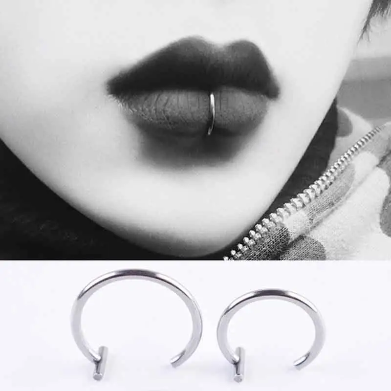 

Lips Rings Medical Titanium steel Septum Piercing Clip On mouth Fake Piercing Body Clip Hoop Lip nip Hot Sale Gifts High Quality