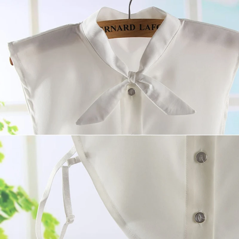 

Women Pure Color Bow Detachable Lapel Choker Necklace Shirt Fake False Collar