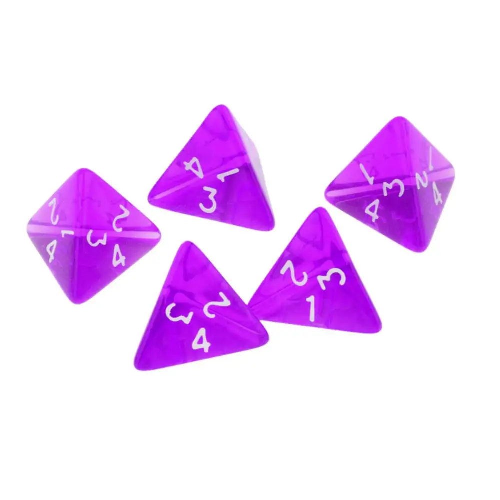 Purlpe 5 шт. 4 сторонние D4 кости для игры TRPG Подземелья и Драконы D& D RPG настольная игра любимые и математические обучения любителей - Цвет: Purlpe