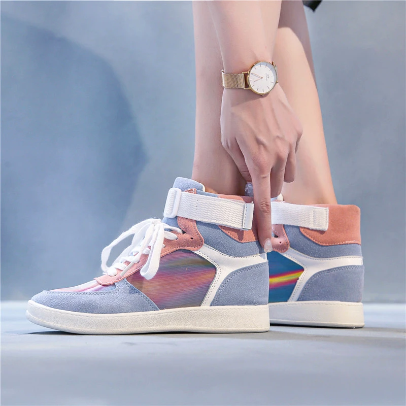 Разноцветные ботильоны женская обувь на высокой платформе модные ботинки из