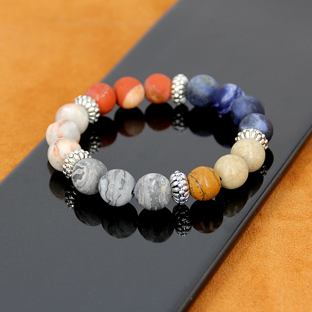 Мужские браслеты женские ювелирные изделия 8 10 мм пара Йога небесно голубые бусы