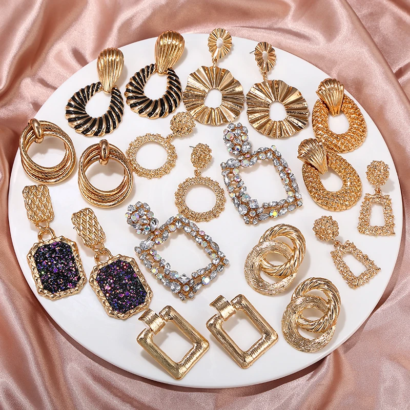 Модные большие серьги металлические геометрические женские серьги-подвески