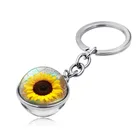 Брелок серебряного цвета с рисунком Ван Гога, ювелирное изделие с двухсторонним стеклянным шариком, подарок для мужчин и женщин