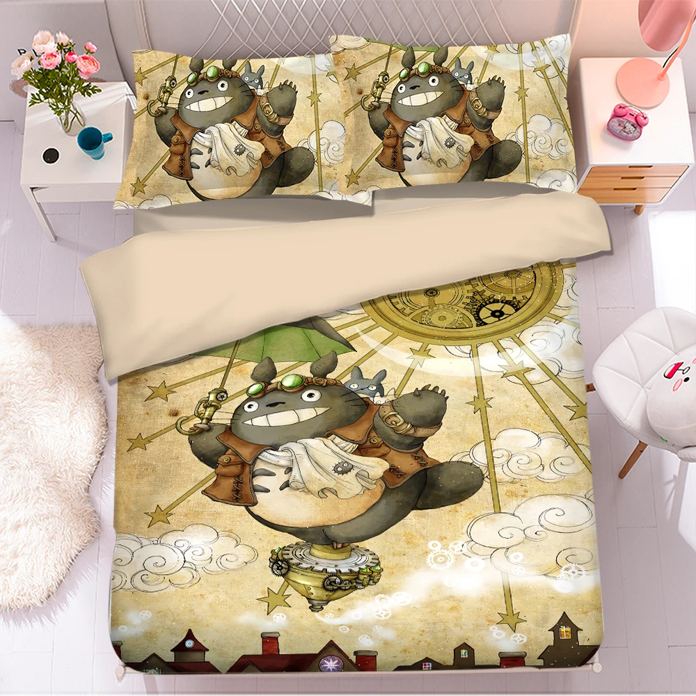 Комплект постельного белья Totoro 3D с популярным аниме пододеяльники наволочки s