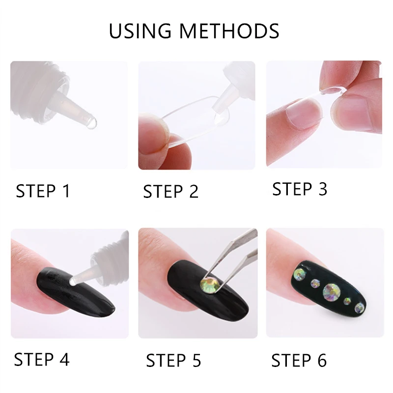 

5Pcs/Set Nail Glue Fast-dry Adhesive Acrylic French Art False Tips 3D Decoration Glue Nail Rhinestone Makeup Cosmetic Tools