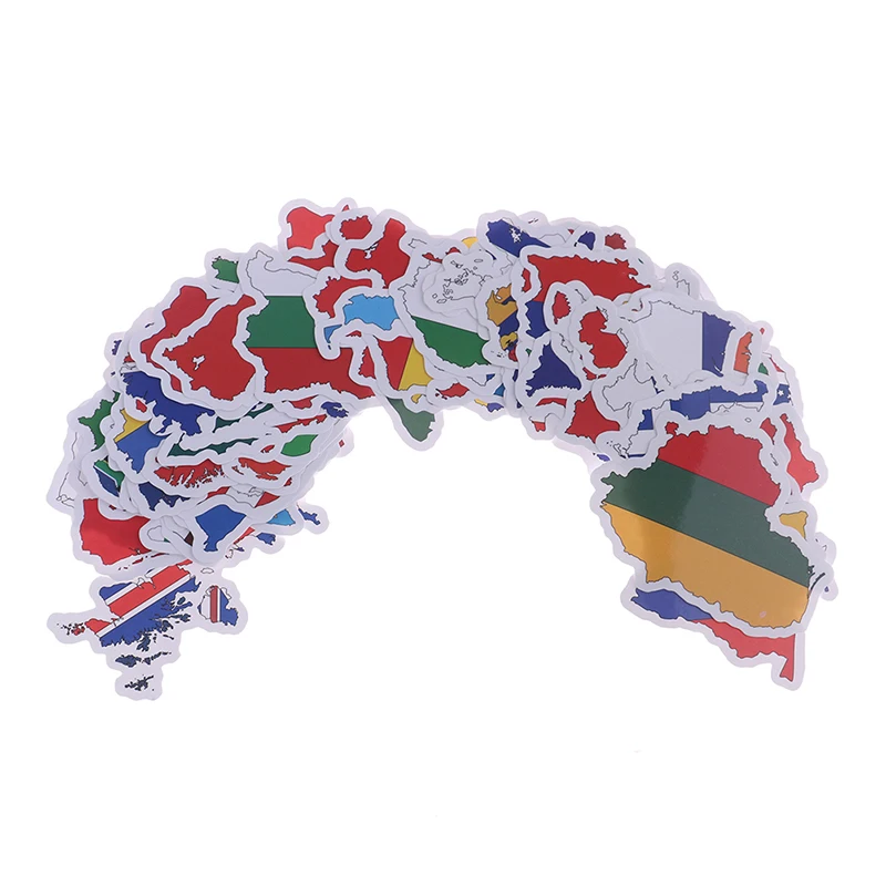 

50 PCS Countries Map Travel Sticker to DIY Scrapbooking Suitcase Laptop Car Motorcycle National Flags Stickers Toys for Children
