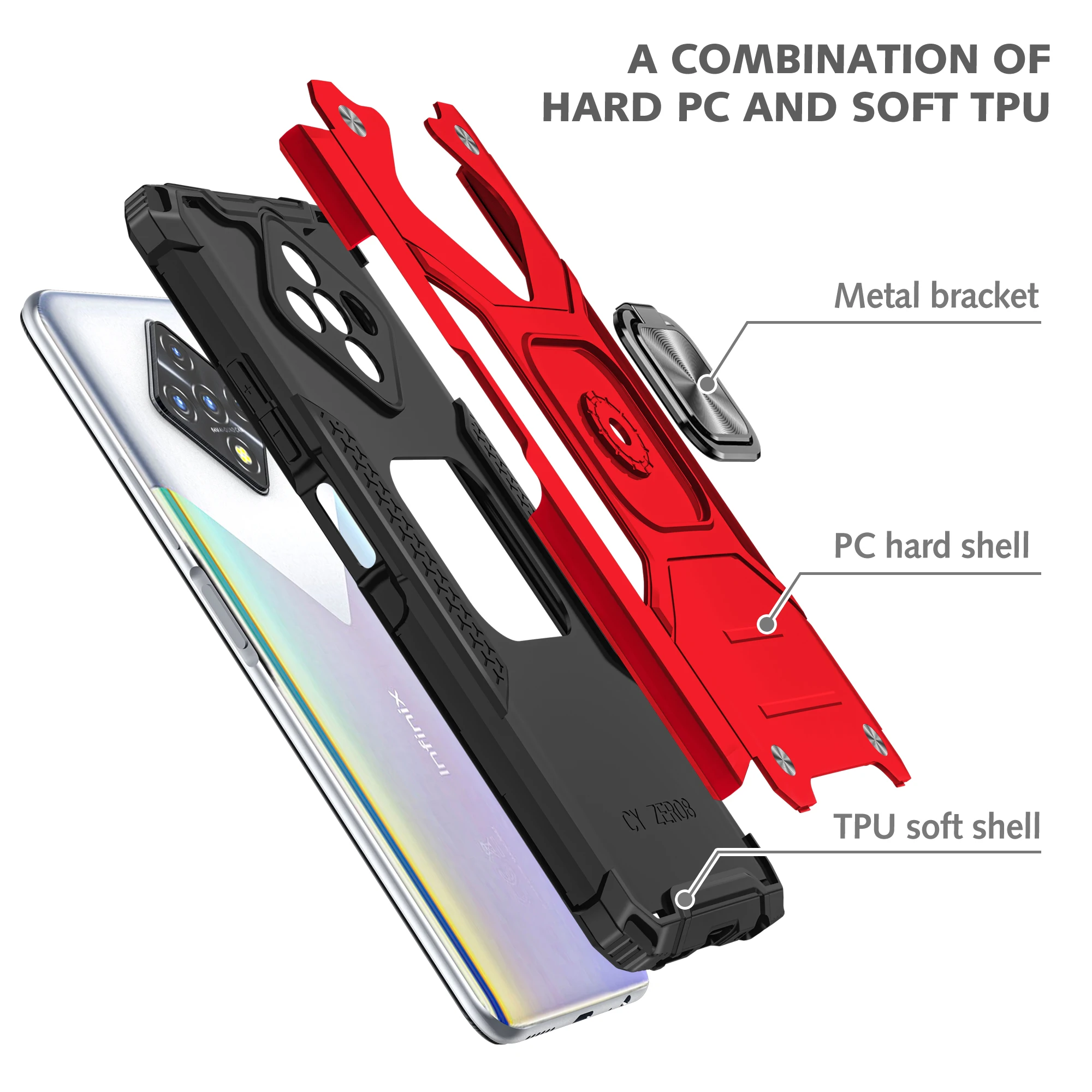 hybrid armor shockproof case for infinix hot 10 play hot 9 play zero 8 note 7 lite smart 4 ring kickstand tpu phone cover fundas free global shipping