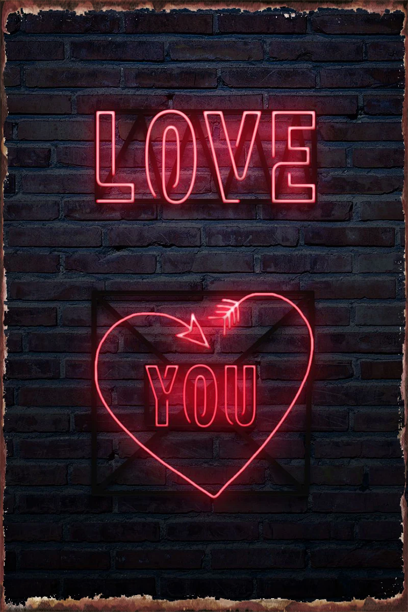 

Неоновая любовь, винтажная металлическая вывеска, жестяные таблички, настенное украшение, декор для комнаты, ретро для искусства, кафе, паба...