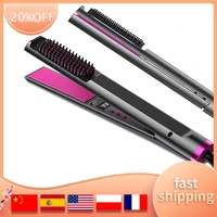 3in 1 ceramic tourmaline flat iron for hot comb hair straightener and curler electric hot comb hair brush temperature adjustable