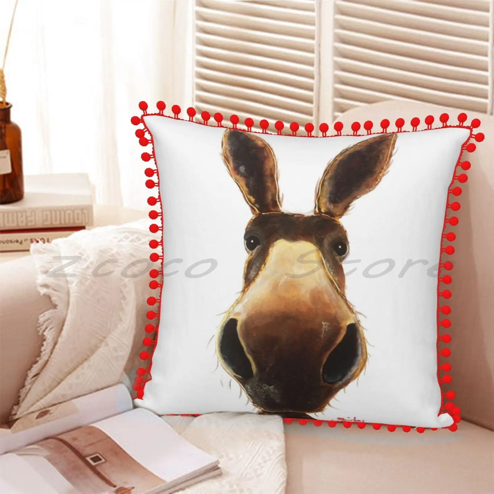 Наволочка с надписью Happy Donkey 'Teddy' от Ширли Макартур наволочка из хлопка и льна