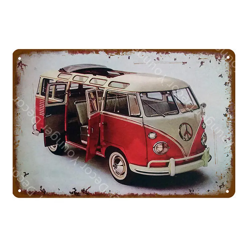 Классический дорожный автомобиль металлические знаки Campervan Wagon Fiat винтажный плакат на стену искусство крафт Паб Бар депо домашний декор YI-055 - Цвет: YD2676EI