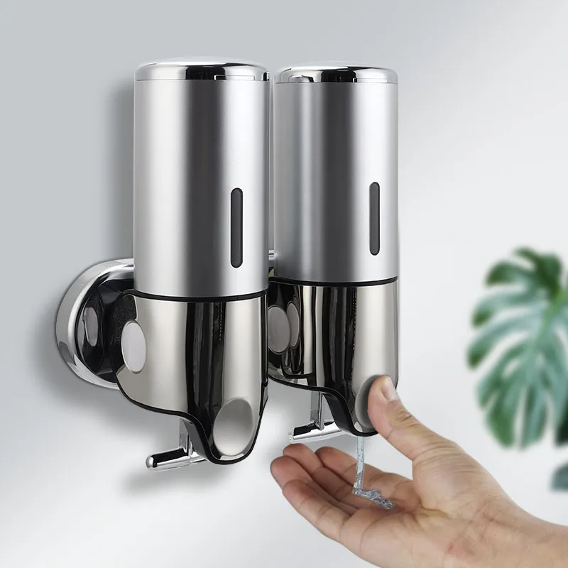 

Liquid Soap Dispenser Wall Mounted Shower Gel Dispensers Shampoo Container Pump Double Hand Bathroom Soap Bottle Kitchen Tools