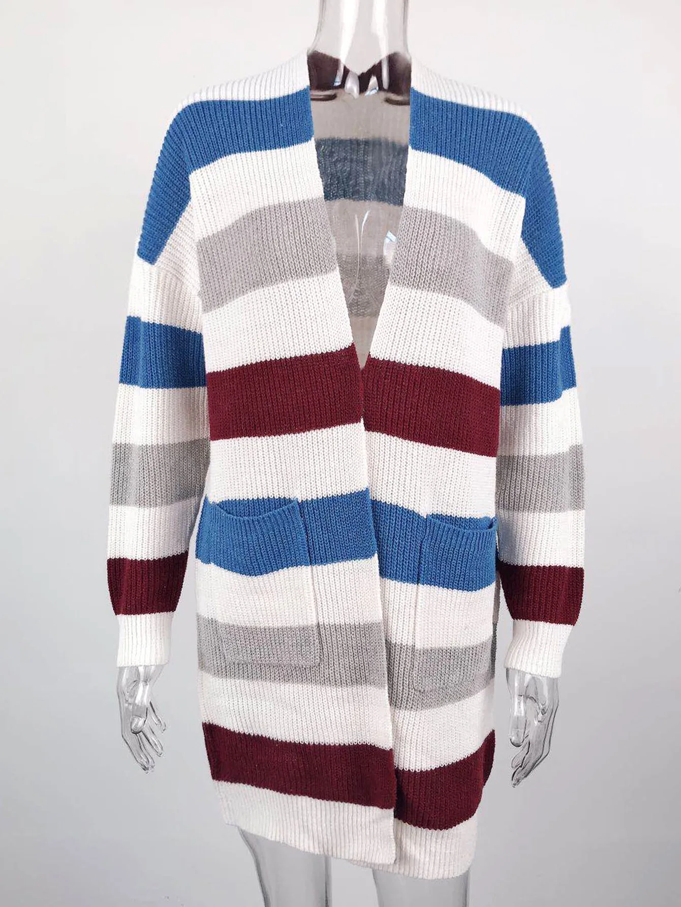 

AIUJXK Striped Cardigan Sweater Women 2020 Autumn Winter Long Knitted Cardigans Female Casual Knitwear Fashion Loose Kardigan