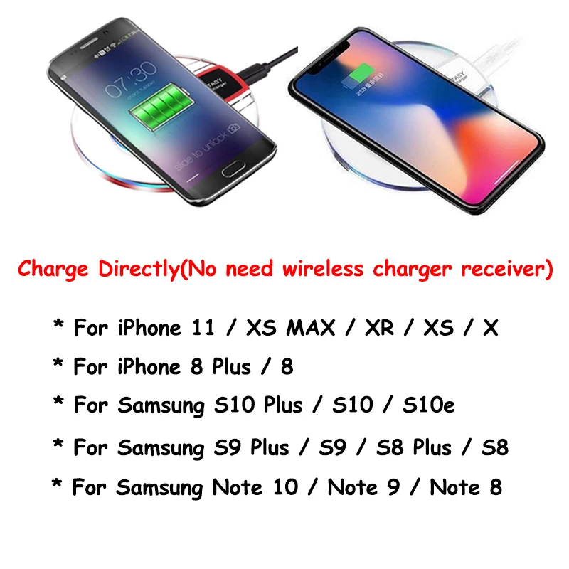 Беспроводное зарядное устройство Беспроводная связь для Samsung S10 S9 S8 Plus Note 10 9 8 A50