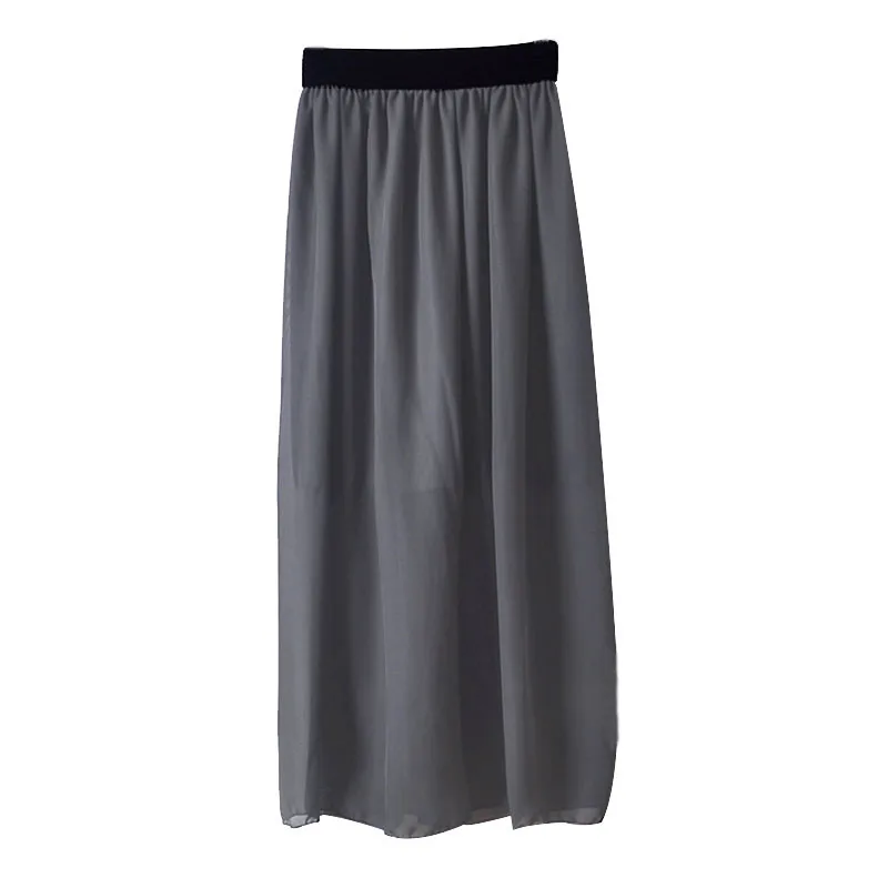 

Pop Women Skirt Pure Color Chiffon High Elastic Waist Gauzy Skirt Pop 88