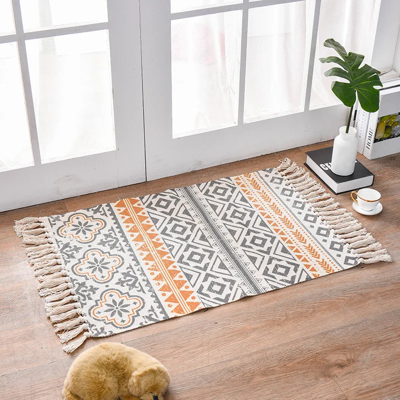 

New Cotton Blending Fiber Carpets Decorative Area Rugs For Living Room/Bedroom Entrance Doormat Bedside Rugs Washable Mats