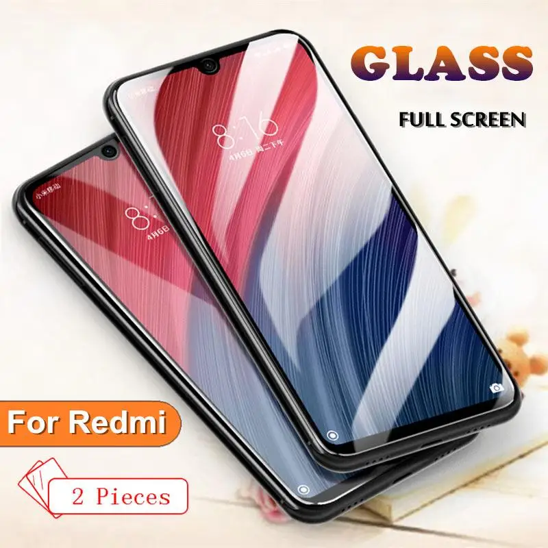 2 шт. полноэкранное стекло для Xiaomi Redmi 8 7 6 7A K20 Pro Global Black закаленное Note 5 9H защита