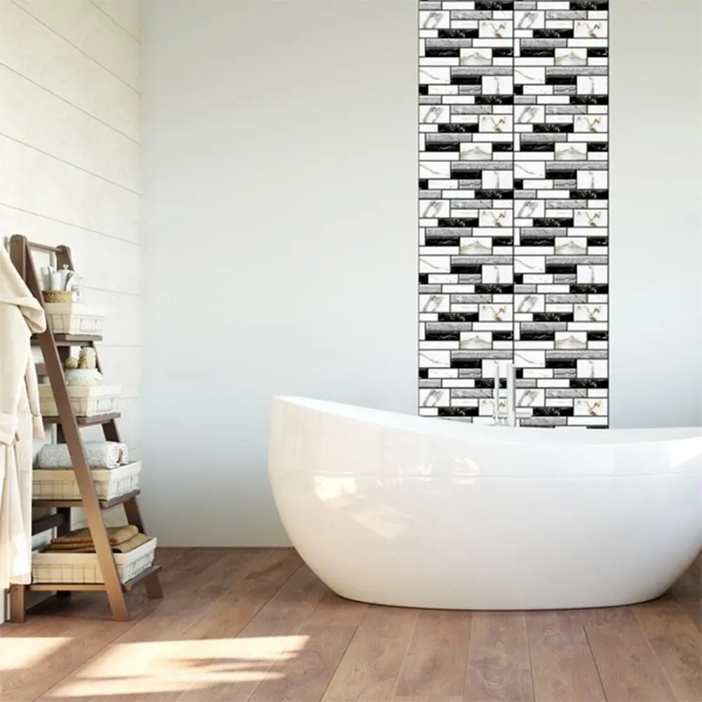 

10pcs 3D Print Removable Self-adhesive Waterproof Imitation Tile Wall Sticker DIY Home Decoration Wall Arts Stickers 30x30cm