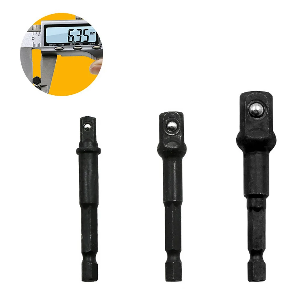 

3pcs Impact Socket Adapter 1/4 3/8 1/2Inch Nut Driver Sockets Hex Shank