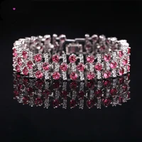 women fashion gorgeous 925 silver color aaa cubic zircon connected tennis bracelet for wedding parrt jewelry gifts wholesale