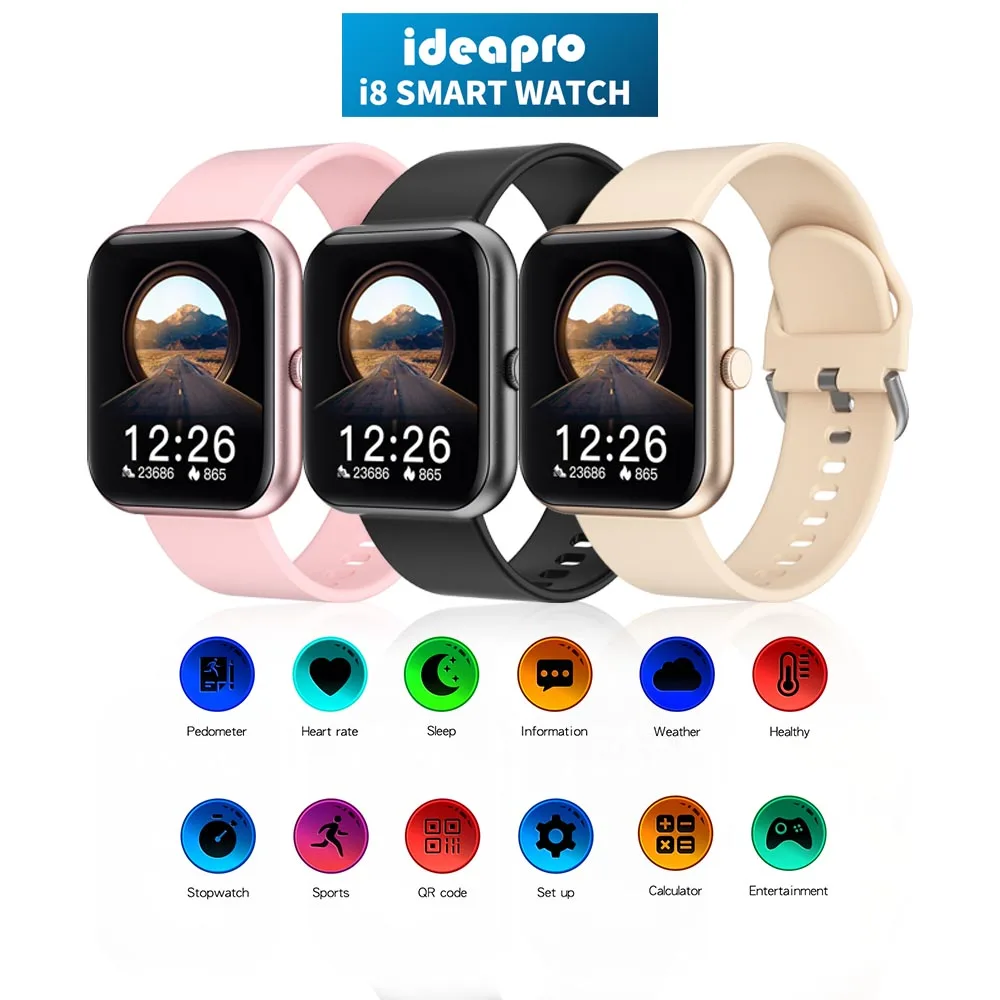 

NEW 2021 Smart Watch 1.7in Ideapro I8 Fitness Tracker Watches Fitness Heart Rate Monitor Digital Watch With Step Calories Sleep