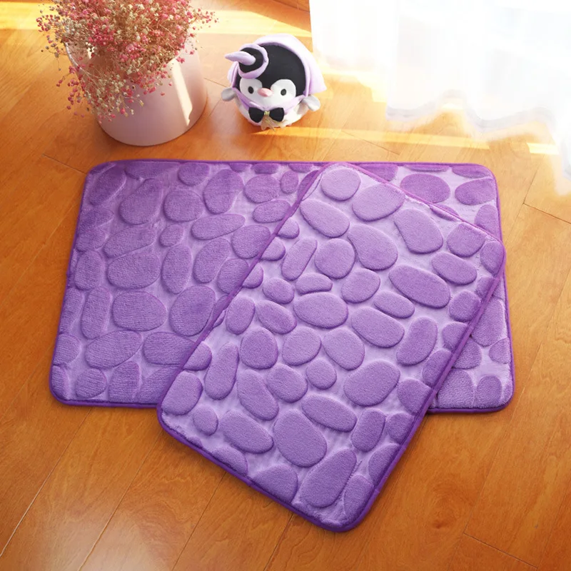 

Inyahome Non-Slip Bath Mat Comfortable Super Absorbent Machine Wash Soft for Kitchen Ground Bathroom Doorway Commode Lilac Red