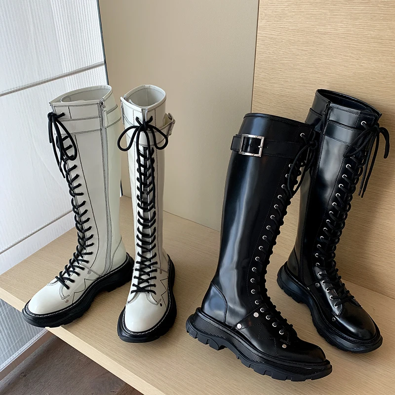 Высокие сапоги до бедра роскошные женские на шнуровке Botas Mujer женская обувь
