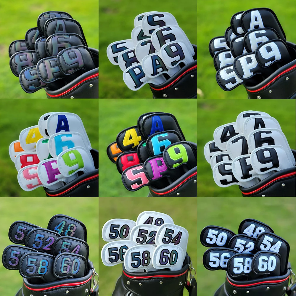 7/10 Pcs Set New Golf Iron Head Covers With Magnetic Closure PU Golf Irons Set Covers For Man Women