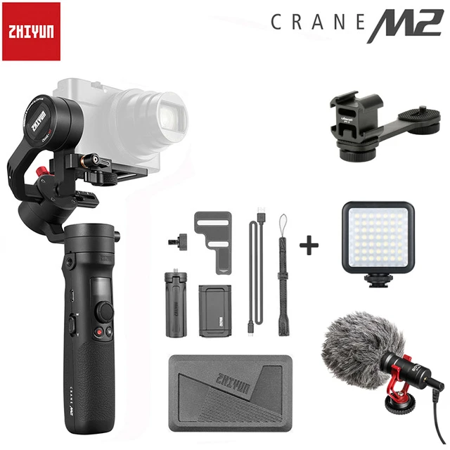 add stand mic light Zhiyun Crane M2 3-осевой карданный стабилизатор для смартфона Камера стабилизатор для Экшн камера Gopro Hero 7 5 6 sony A6300 A6400 Canon Pk feiyu G6 плюс - Цвет: add stand mic light
