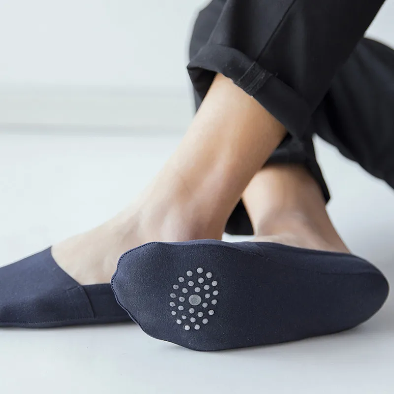 5 Pair Mens Socks 100 Cotton High Quality Male Silicone Non-slip Boat Socks Seamless Invisible Happysocks 24