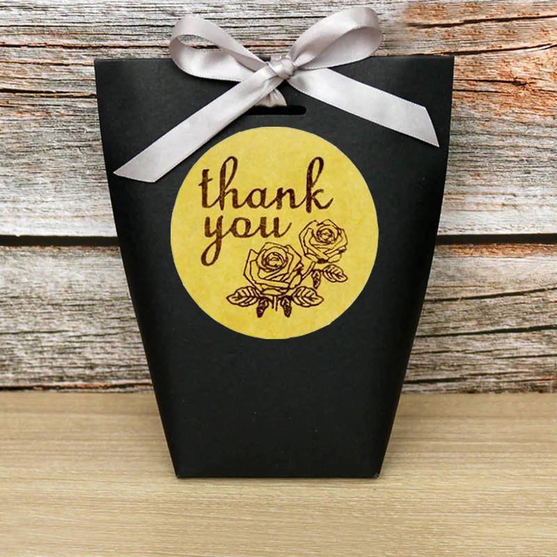 

500pcs thank you stickers for business thanks stickers with flowers handwriting craft paper seal labels gift box labels stickers